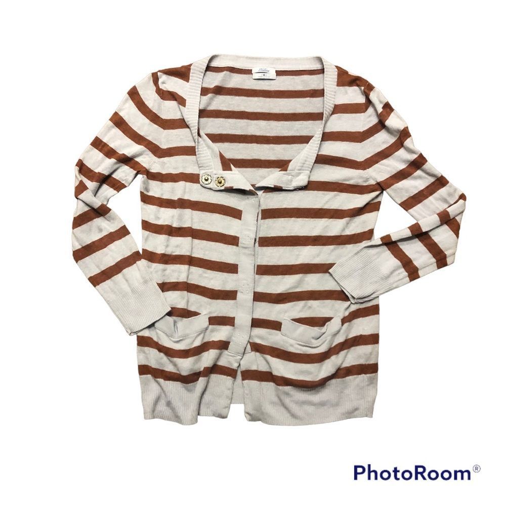 Madewell Wallace Cardigan Long Sleeve Sweater Women’s M Medium Stripes Linen